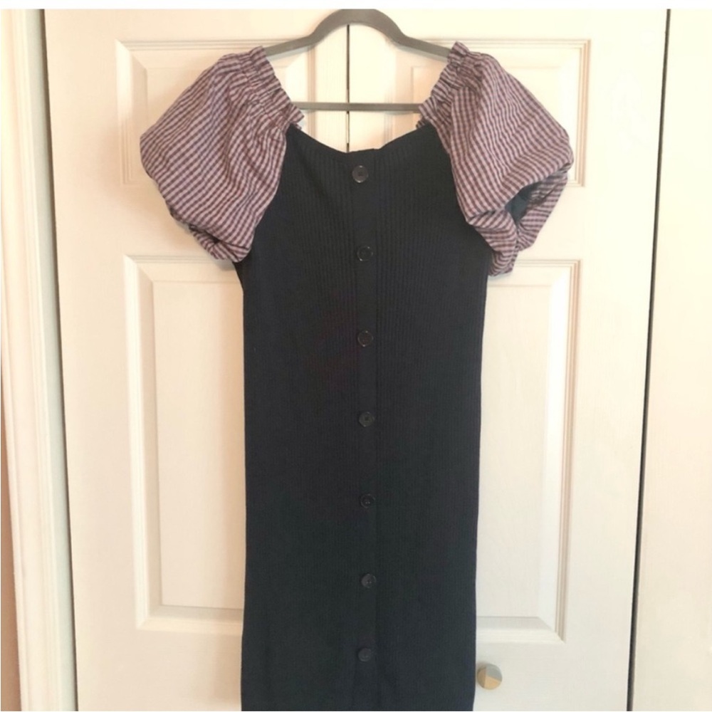 MAEVE Anthropologie Puff Sleeve Button Detail Sweater Dress Cocktail XL